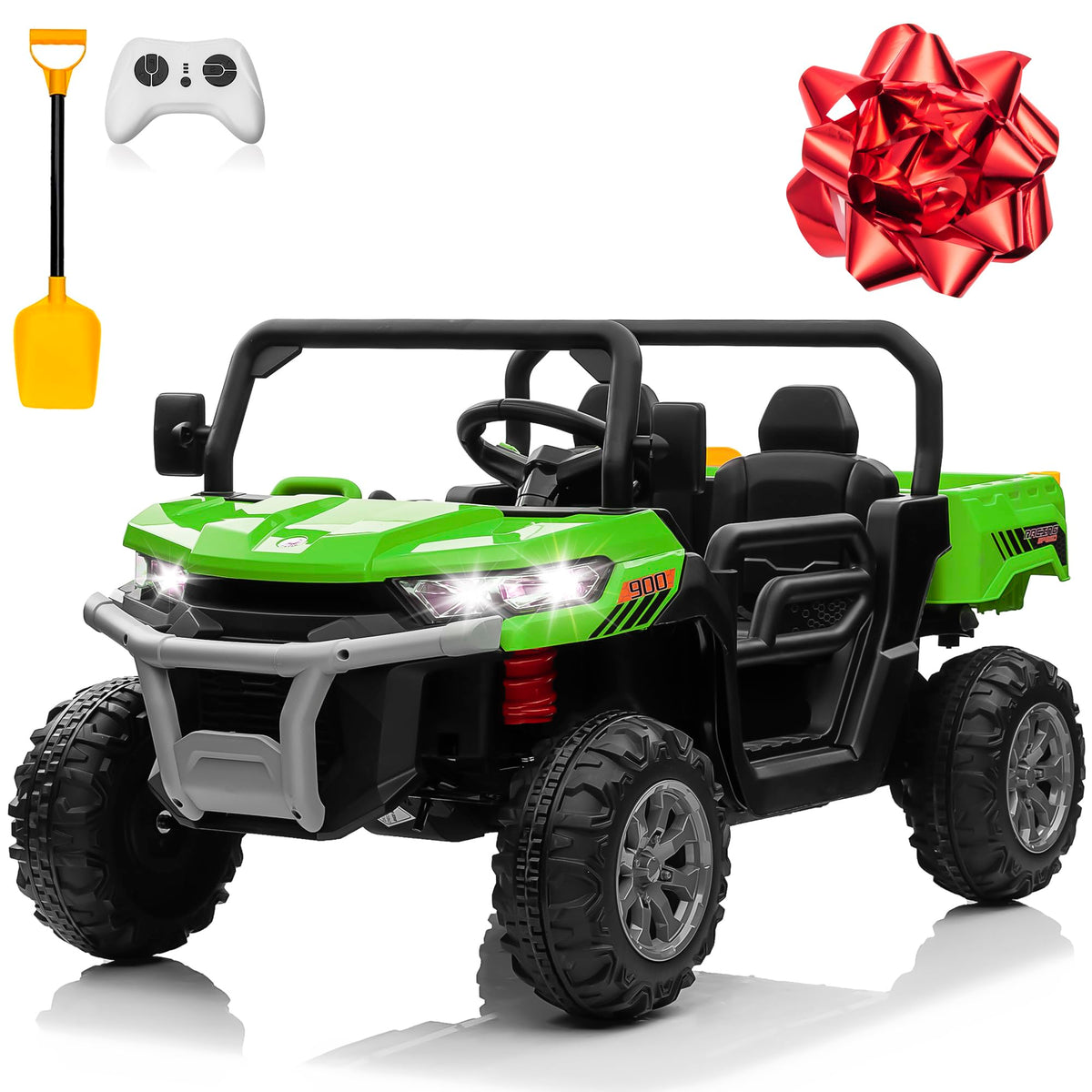 24V 4WD Ride on Truck Car with Dump Bed, 2 Seaters, Remote Control, Green L81288