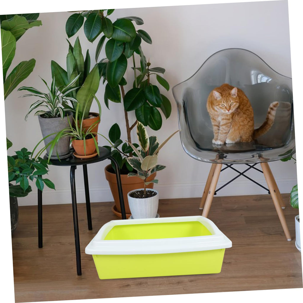 Open Top Cat Litter Box with Frame Semi-Enclosed U5347