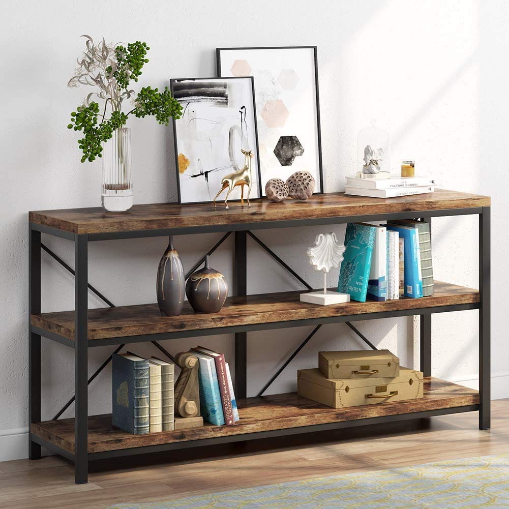 55 Inches 3 Tiers Console Table with Storage Shelves I757