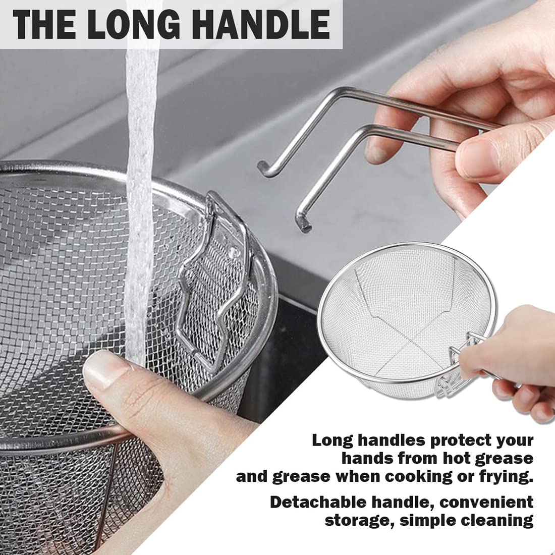 Stainless Steel Deep Fry Basket with Detachable Handle T514