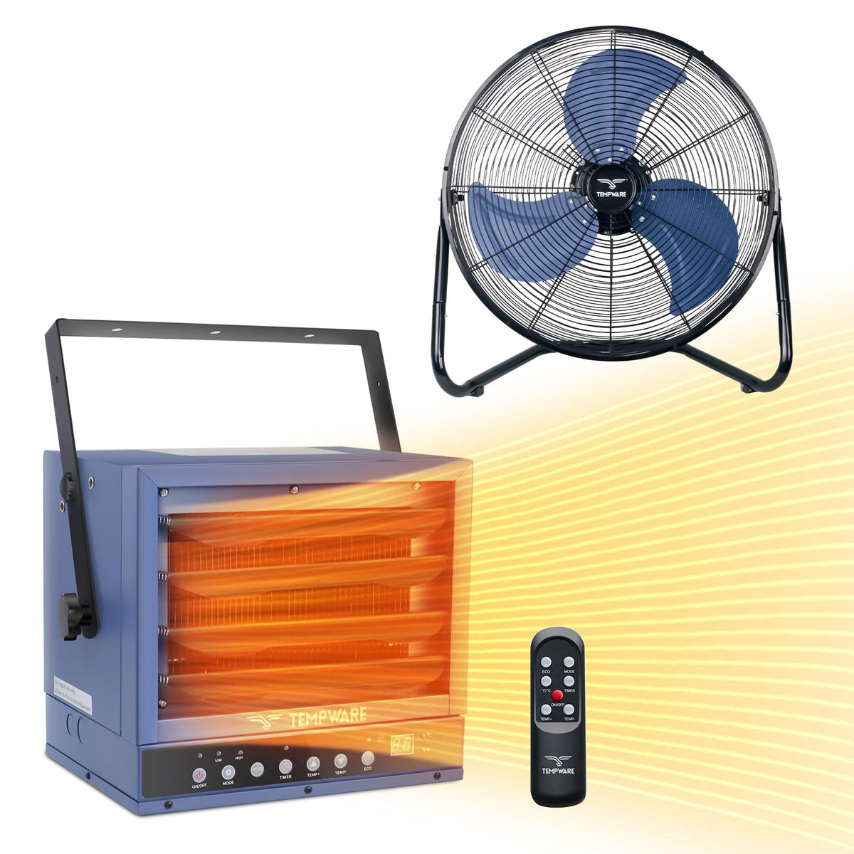20 Inch High Velocity Floor Fan and 5000W Electric Garage Heater L3014