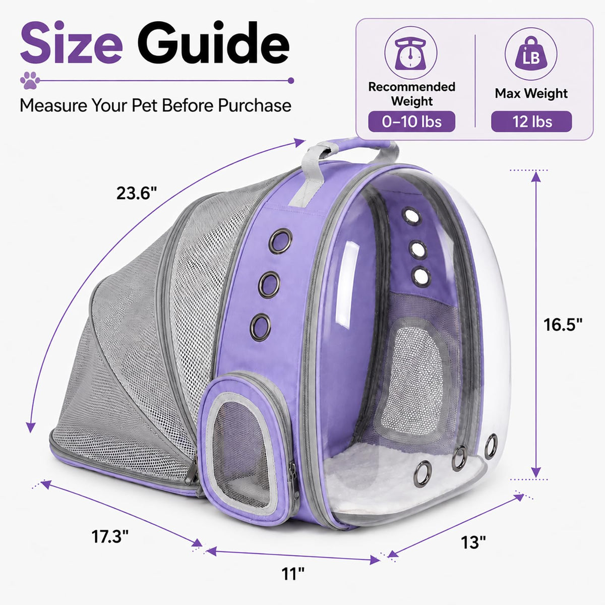 Expandable Cat Carrier Backpack with Bubble Window E334