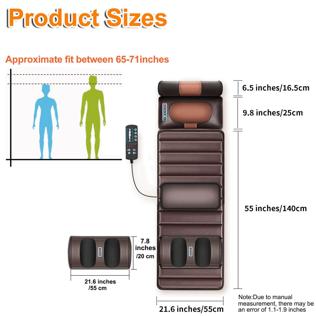 Vibration Massage Mat with Neck Headrest and Leg Foot Massagers G4528