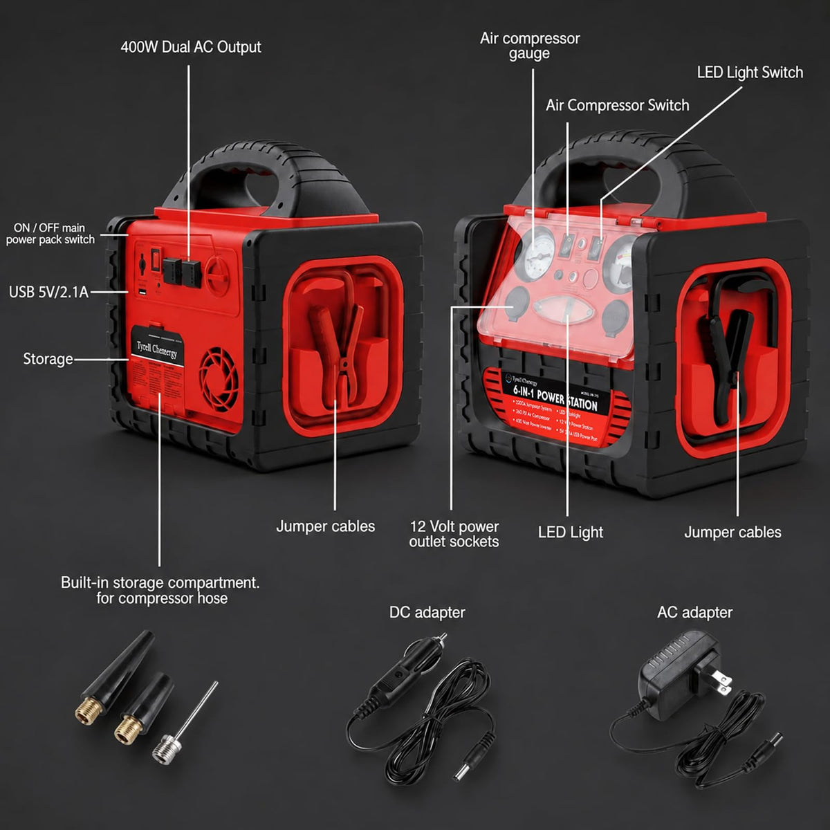 2200 Amp Car Jump Starter with Air Compressor Y883881