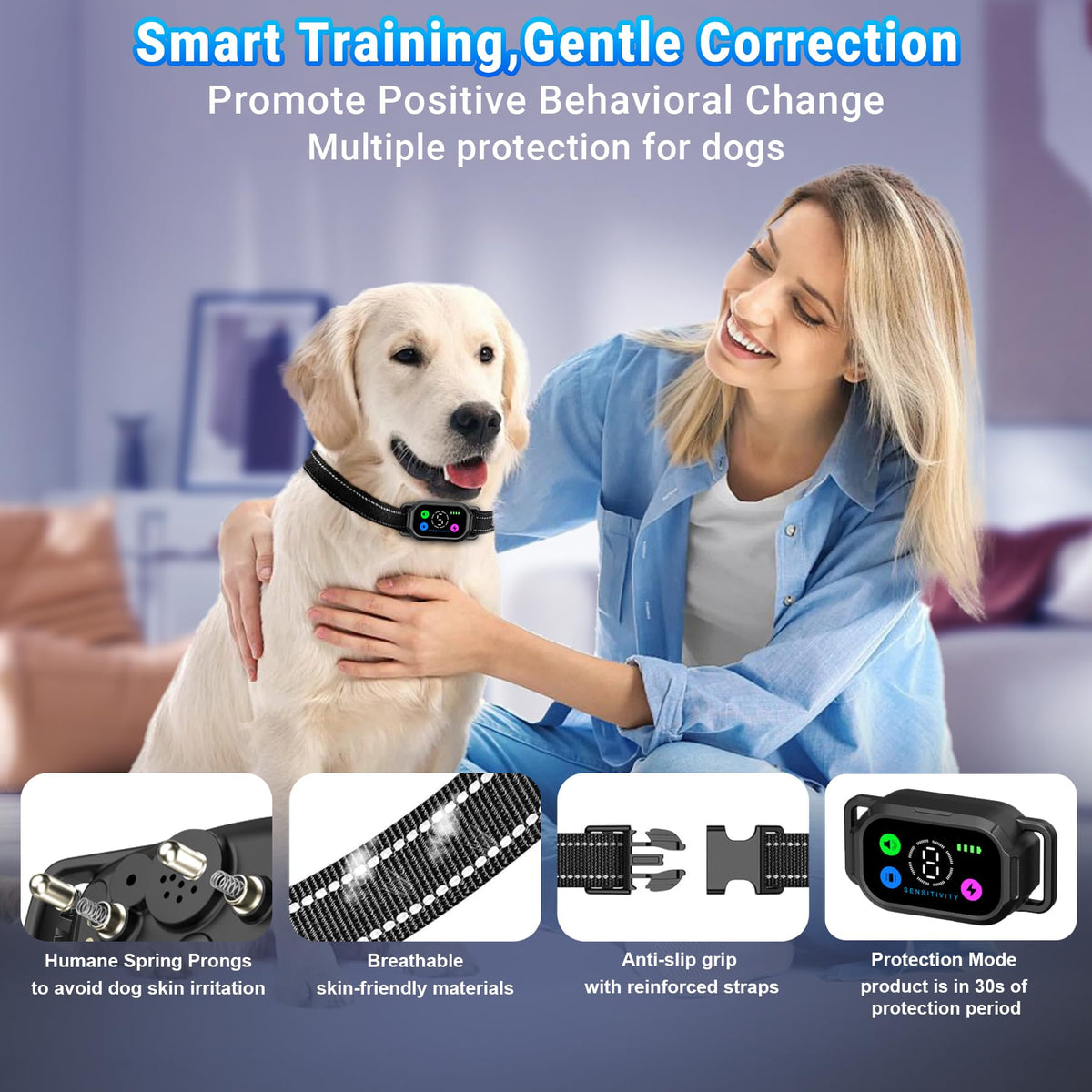 Dog Bark Collar with Remote Control, 2-in-1 Automatic & Manual Training Collar R4773