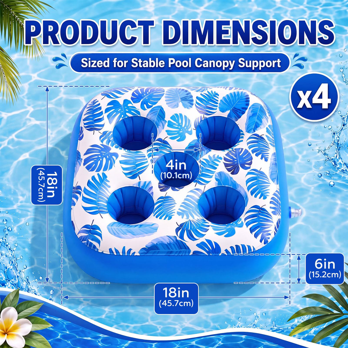 4 Inflatable Base Floats with Cup Holders I34185