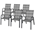 Stackable PE Wicker Patio Arm Chairs Set of 6 R92291
