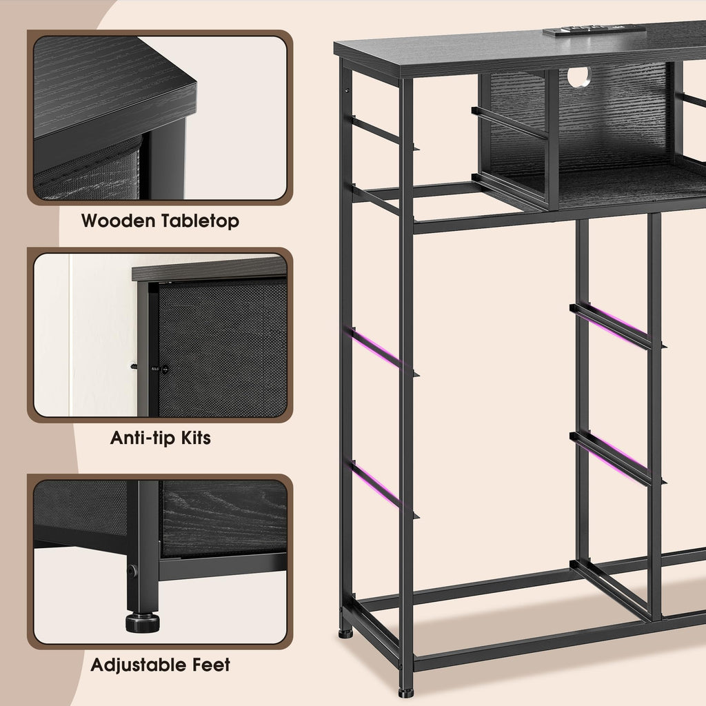 Black 10 Drawer Dresser with LED & Charging Station G88838