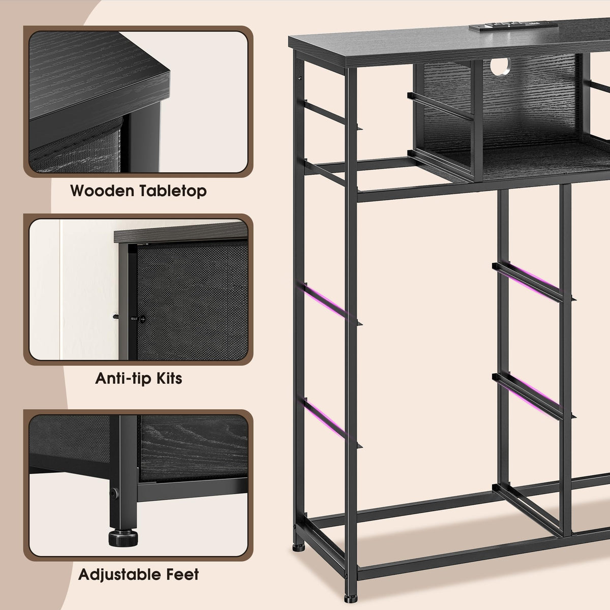 Black 10 Drawer Dresser with LED & Charging Station G88838