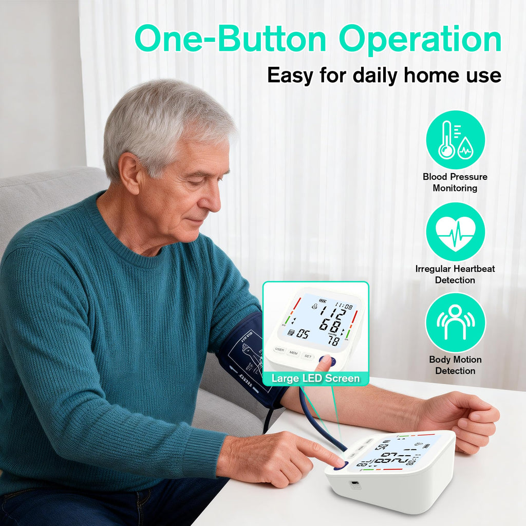 Upper Arm Blood Pressure Monitor with Large LCD Display and Wide Cuff V36058