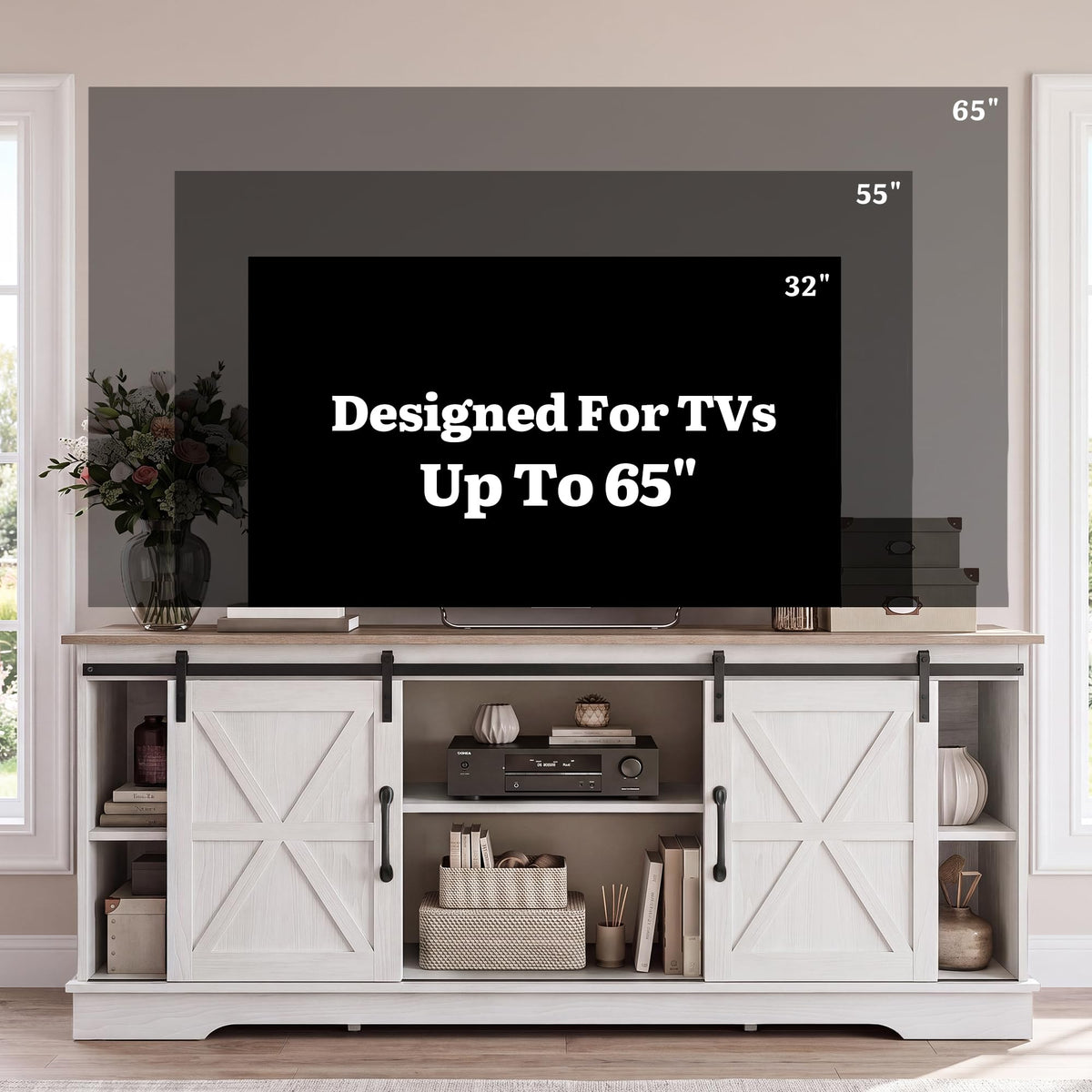 White Grey Wash TV Stand G39802