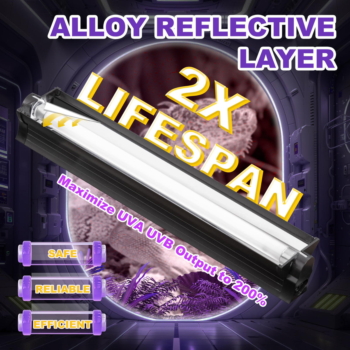 39W T5 HO UVB Fluorescent Reptile Light Combo Kit D7406
