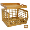 Bamboo Stackable Medium Storage Bins with Serving Tray Lid C418