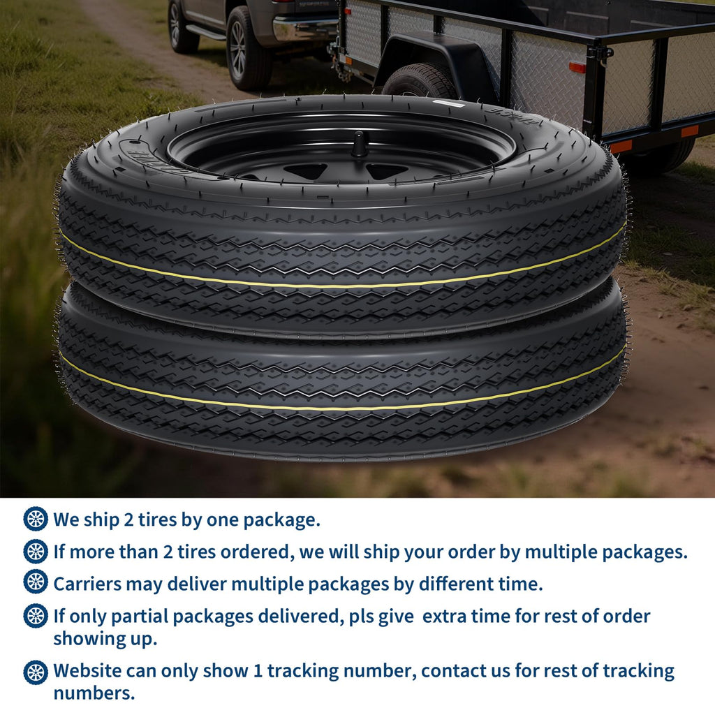 2-Pack Trailer Tire On Rim 5.30-12 4 Lug 12 in Wheels Load Range C Black A421