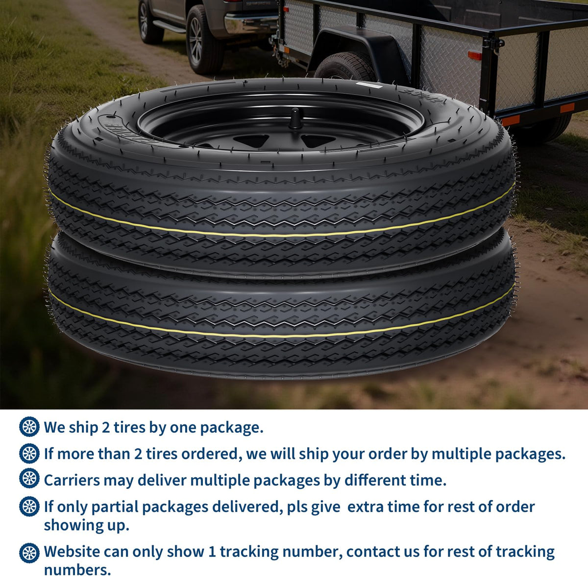 2-Pack Trailer Tire On Rim 5.30-12 4 Lug 12 in Wheels Load Range C Black A421
