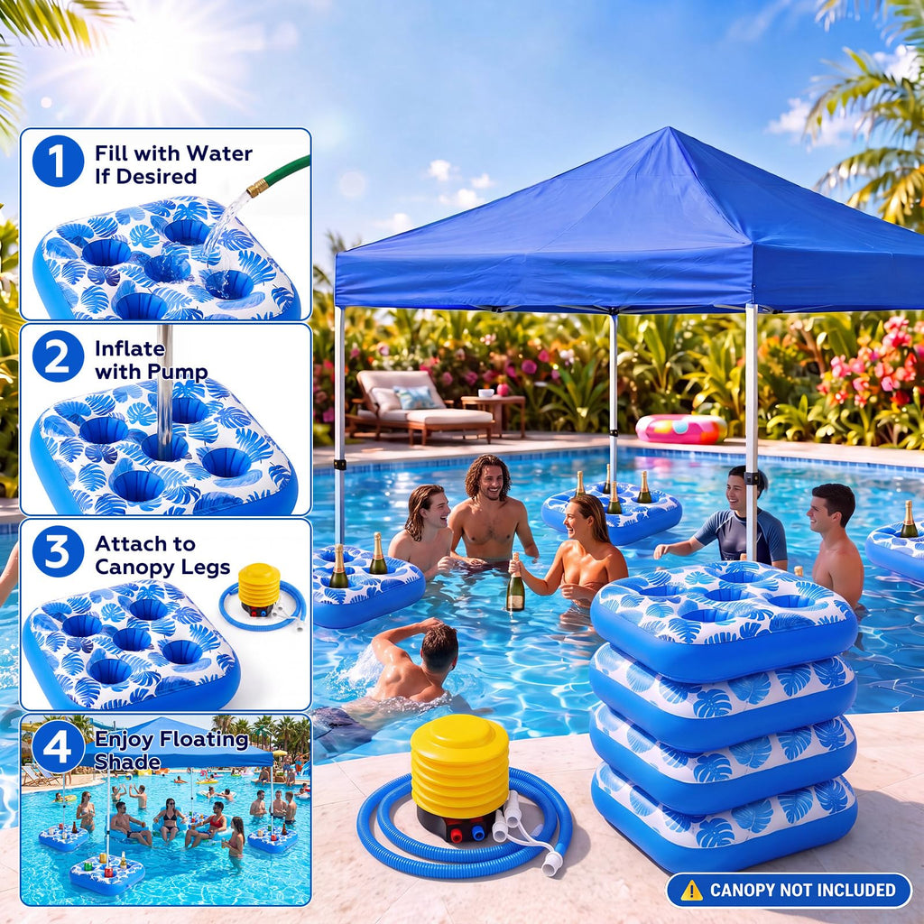 4 Inflatable Base Floats with Cup Holders I34185