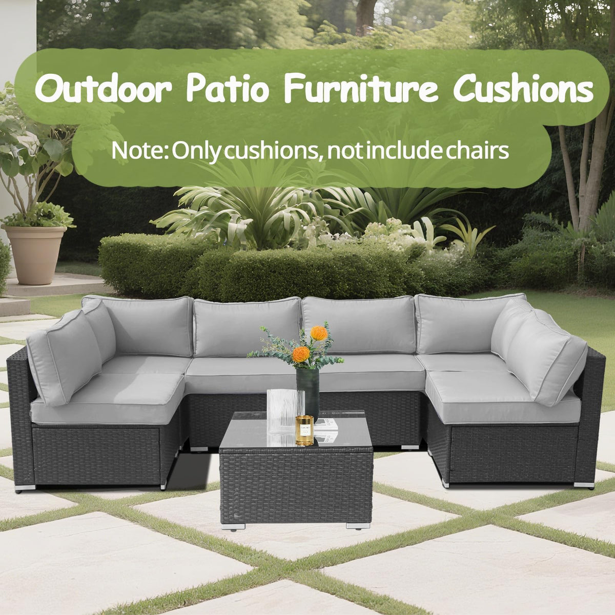 14 Piece Waterproof Outdoor Sofa Cushion Replacement with Zippers K71084