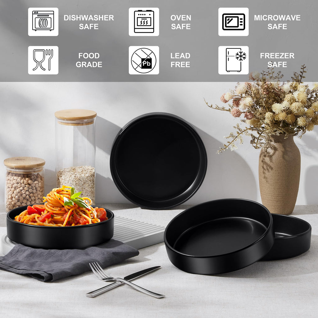 Black 24-Piece Stoneware Dinnerware Set for 8 C797384