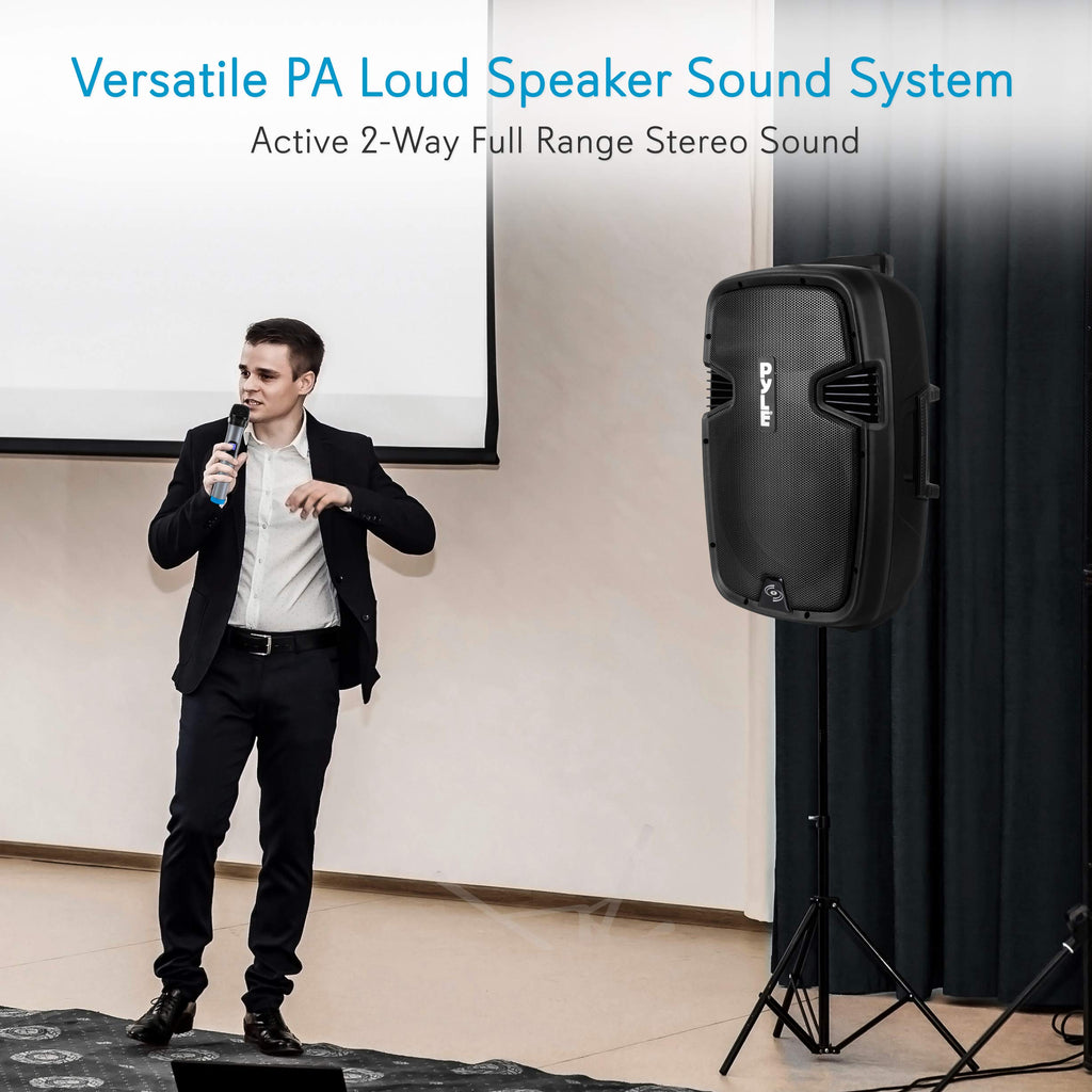 15-inch Portable PA Speaker System with 2 UHF Microphone K531