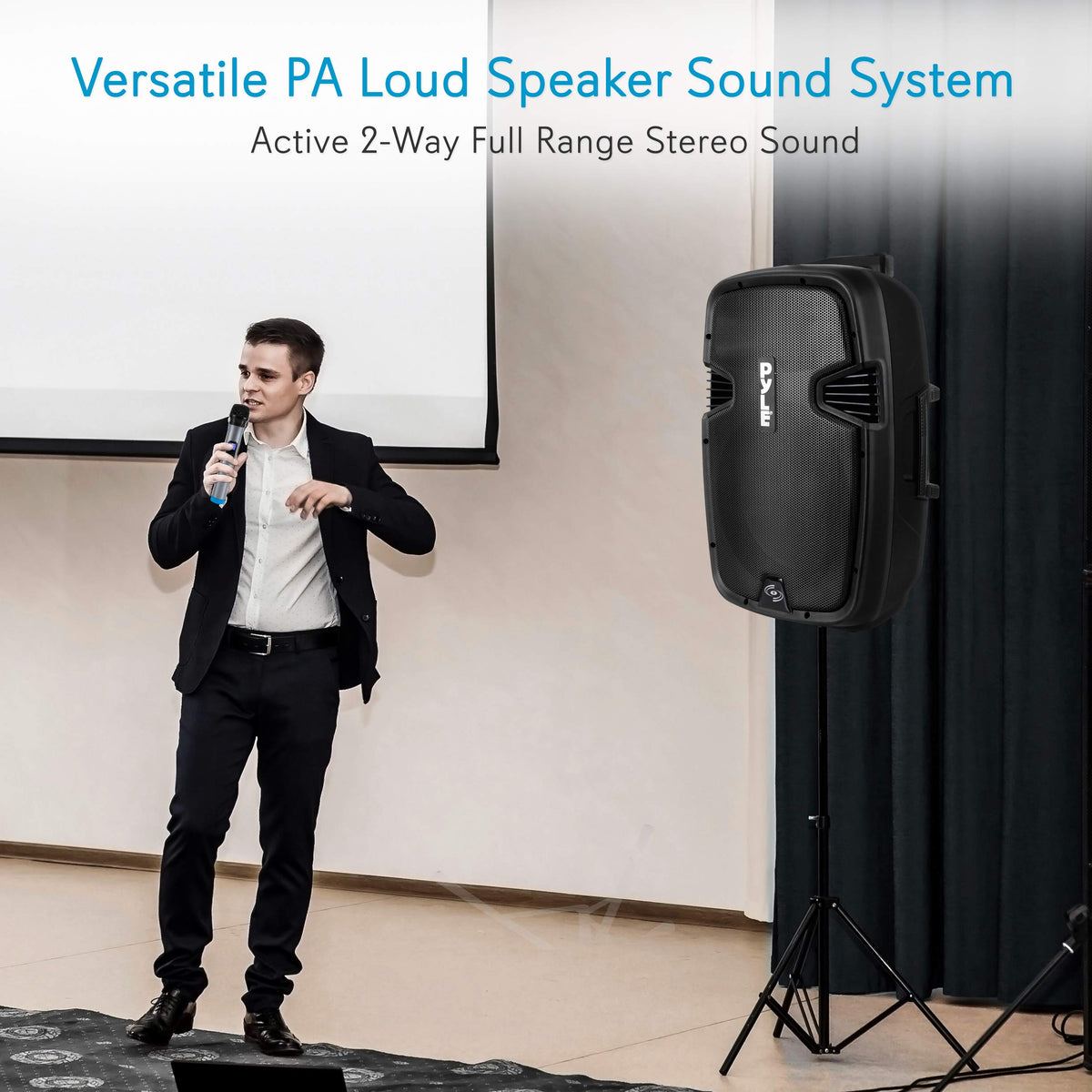 15-inch Portable PA Speaker System with 2 UHF Microphone K531