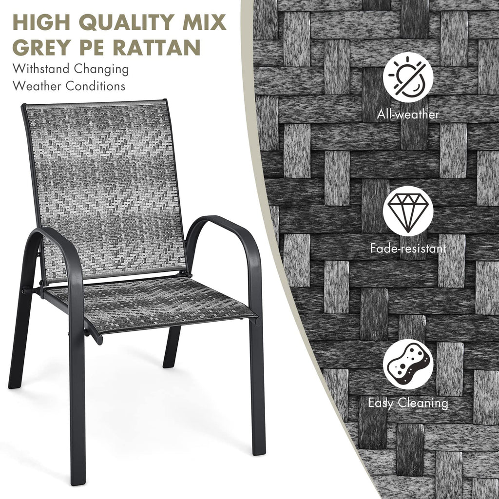 Stackable PE Wicker Patio Arm Chairs Set of 6 R92291