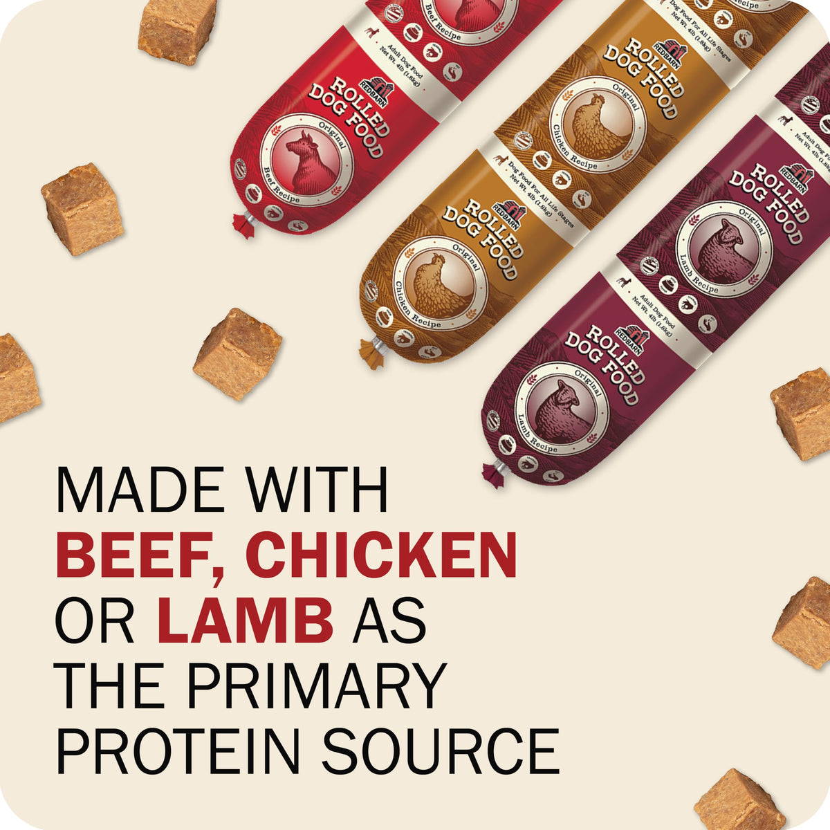 Semi-Moist Rolled Dog Food Beef Recipe 4lb 8 Rolls H481