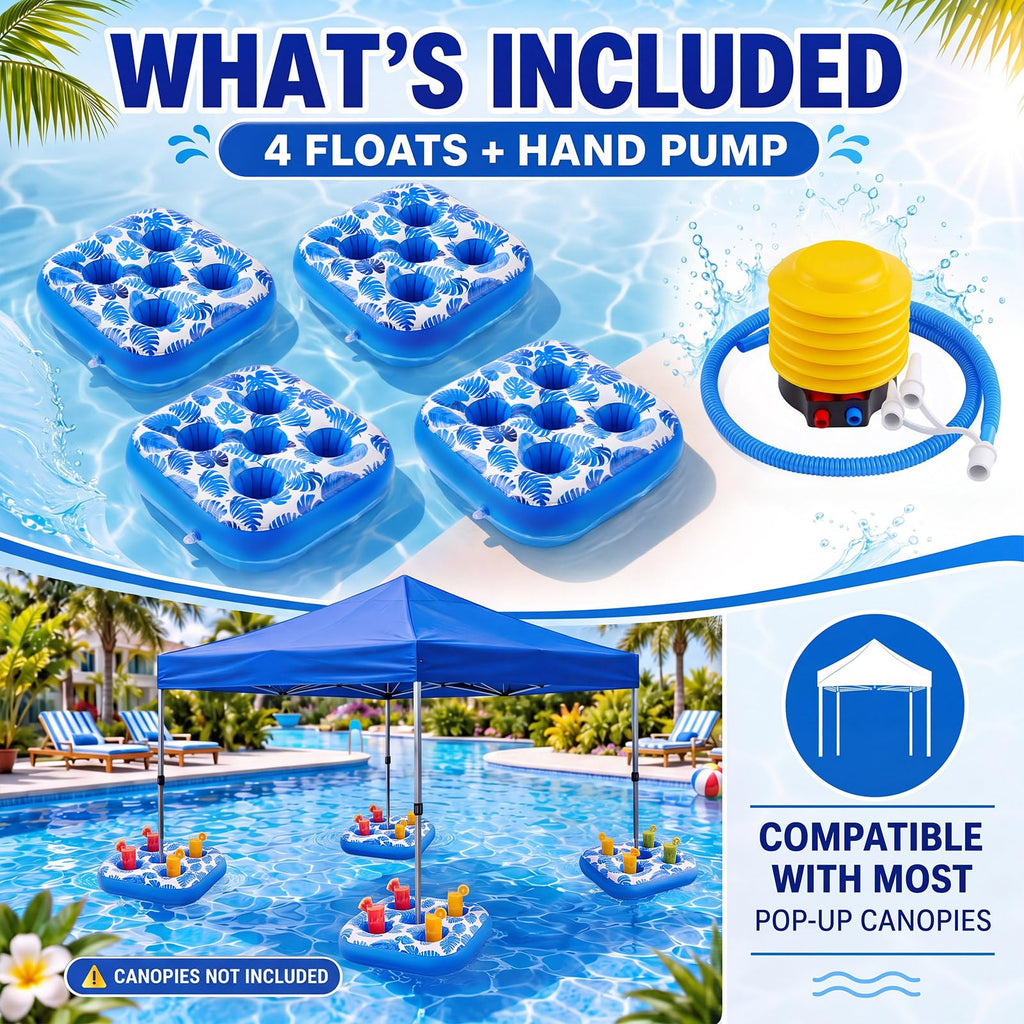 4 Inflatable Base Floats with Cup Holders I34185