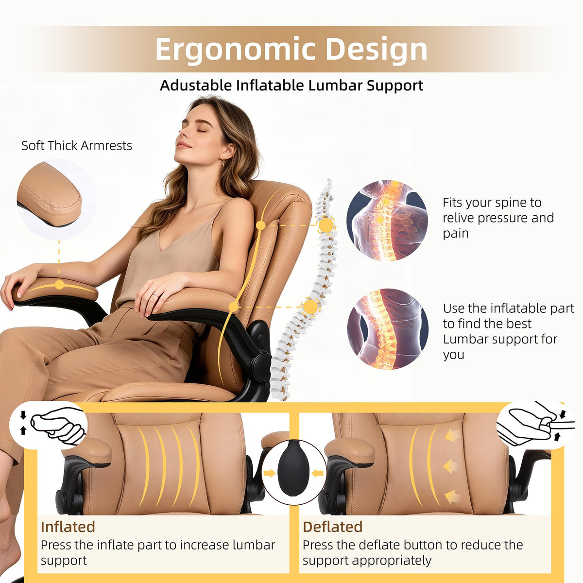 Brown PU Leather Drafting Chair Q97043