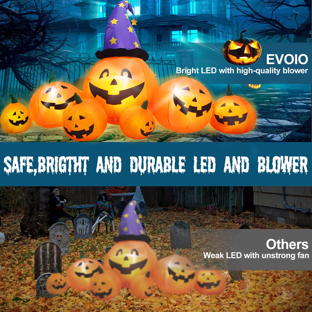 8 FT Inflatable Pumpkins and Witch Hat with Built-in LED Lights R54681