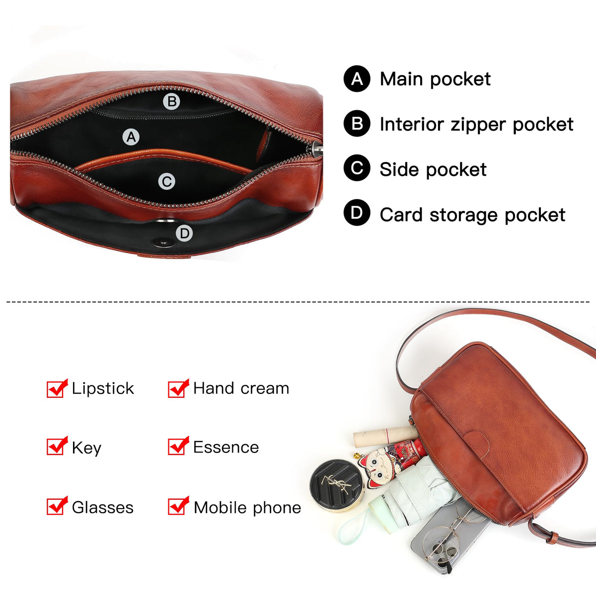 Genuine Leather Crossbody Bag K1744