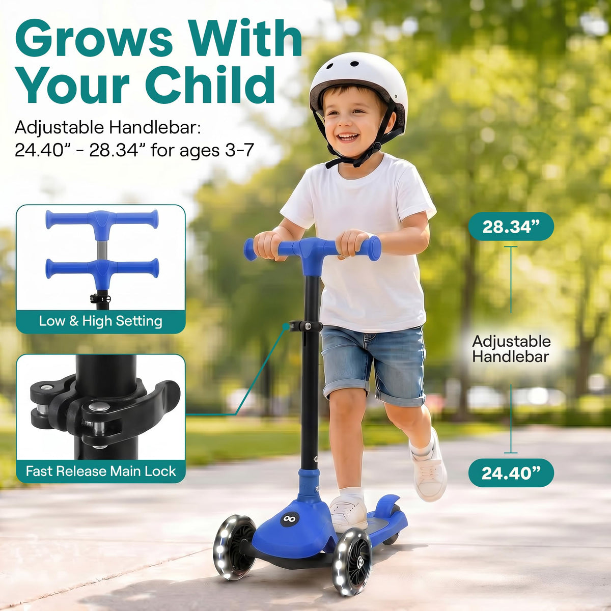 3-Wheel Toddler Scooter with LED Wheels Q1848