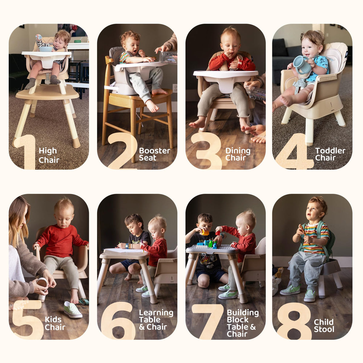 8-in-1 Convertible Baby High Chair O509