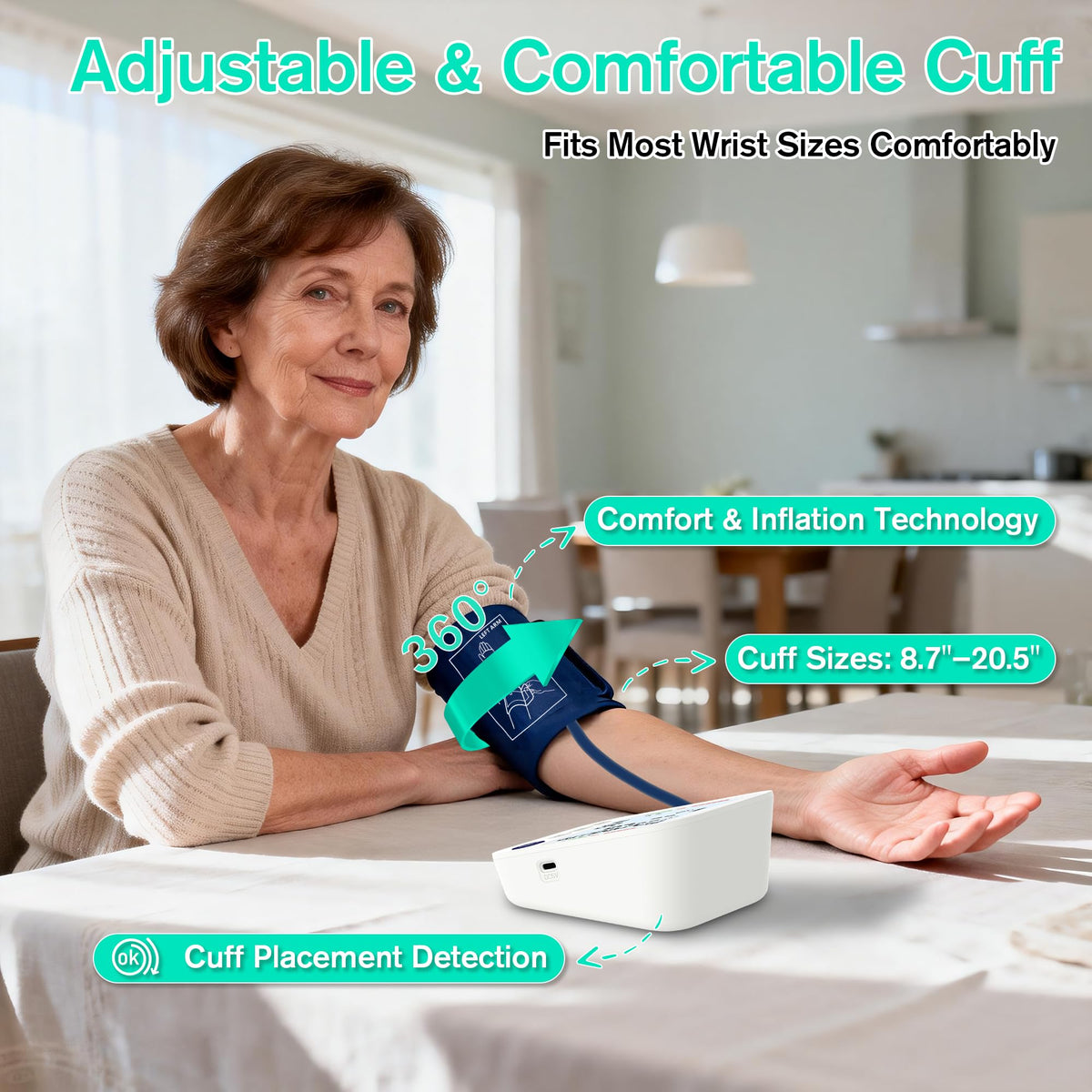 Upper Arm Blood Pressure Monitor with Large LCD Display and Wide Cuff V36058
