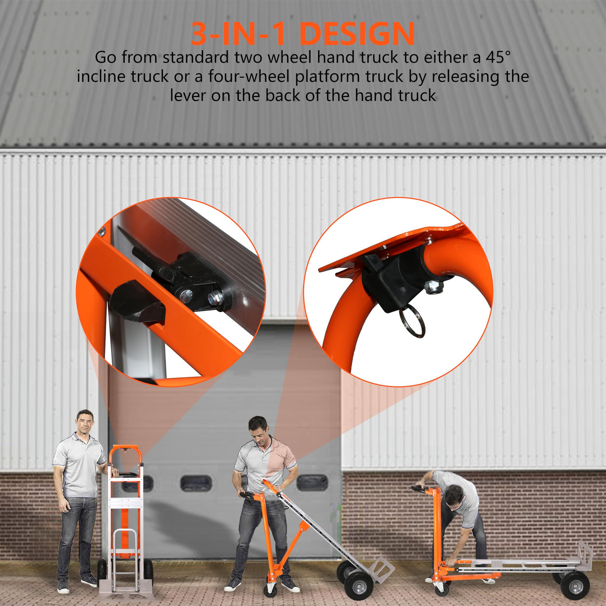Aluminum 3 in 1 Folding Hand Truck 1000 LBS Capacity C154