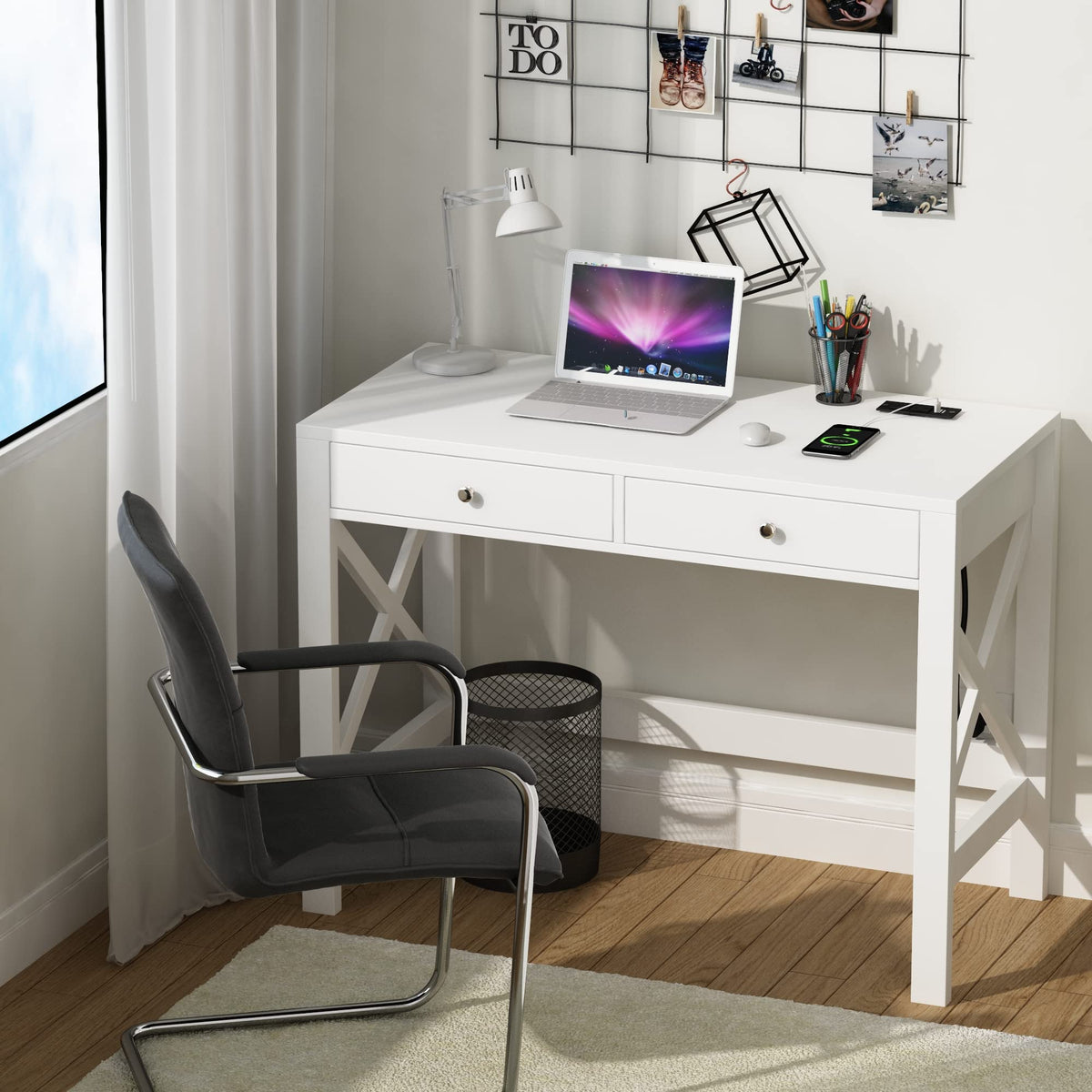 39.4 Inches Computer Desk with 2 Drawers E21974