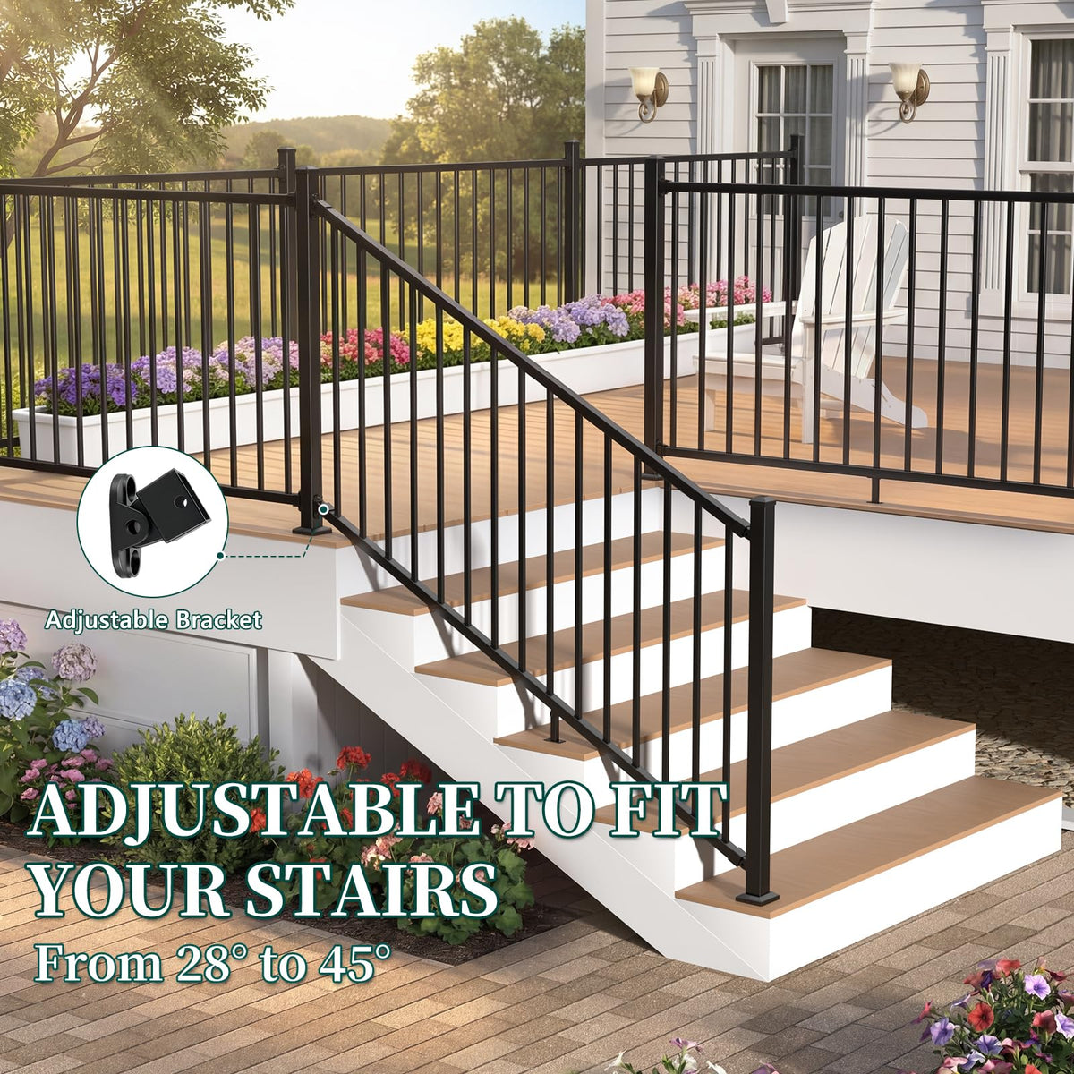 Aluminum Angle-Adjustable Stair Railing Kit S2825