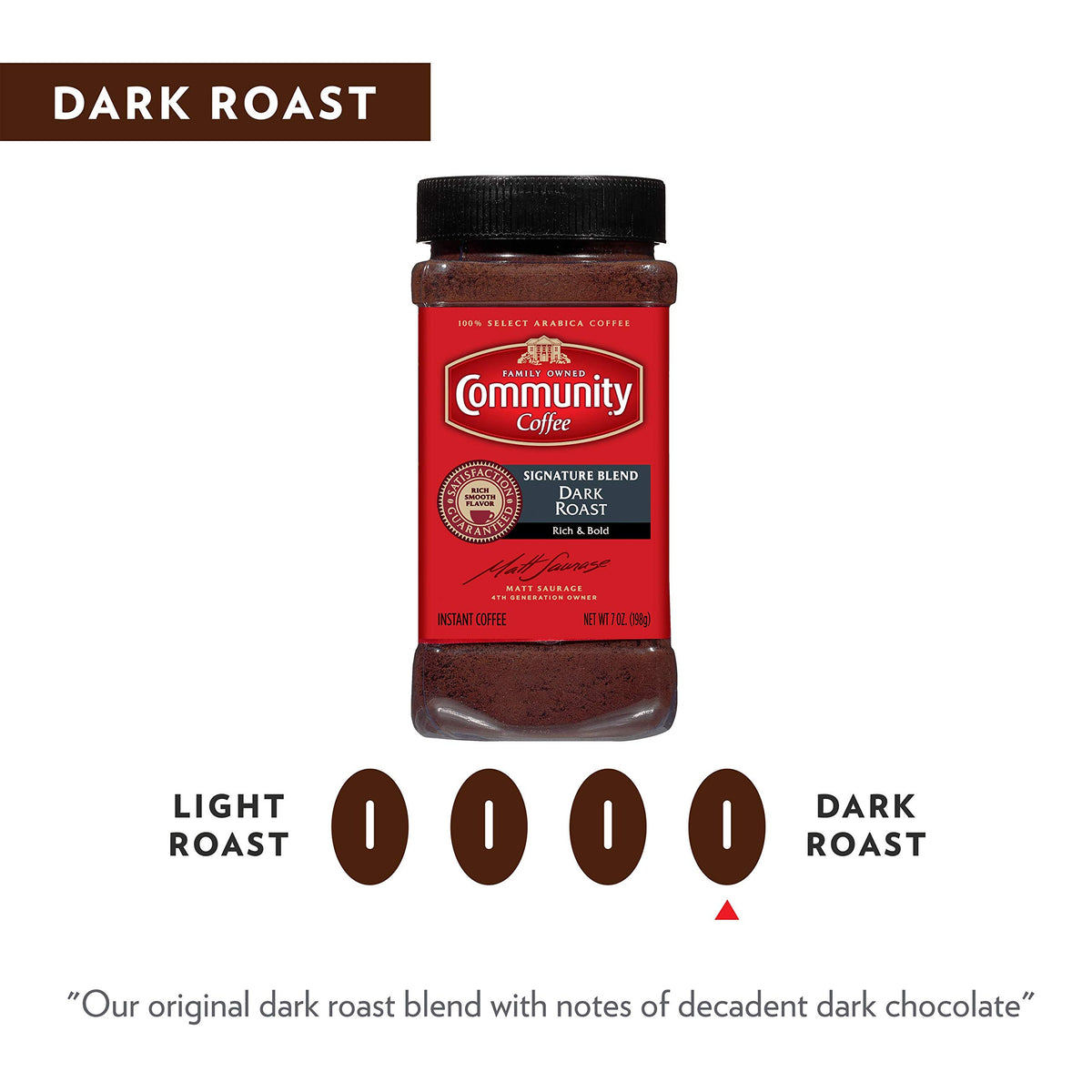 Dark Roast Instant Coffee 7 Ounce Jar Pack of 4 W72541