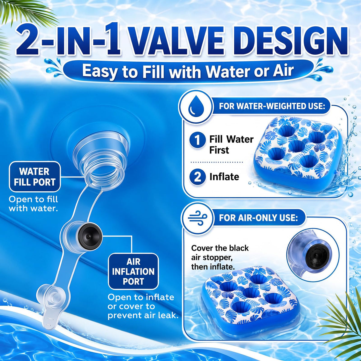 4 Inflatable Base Floats with Cup Holders I34185