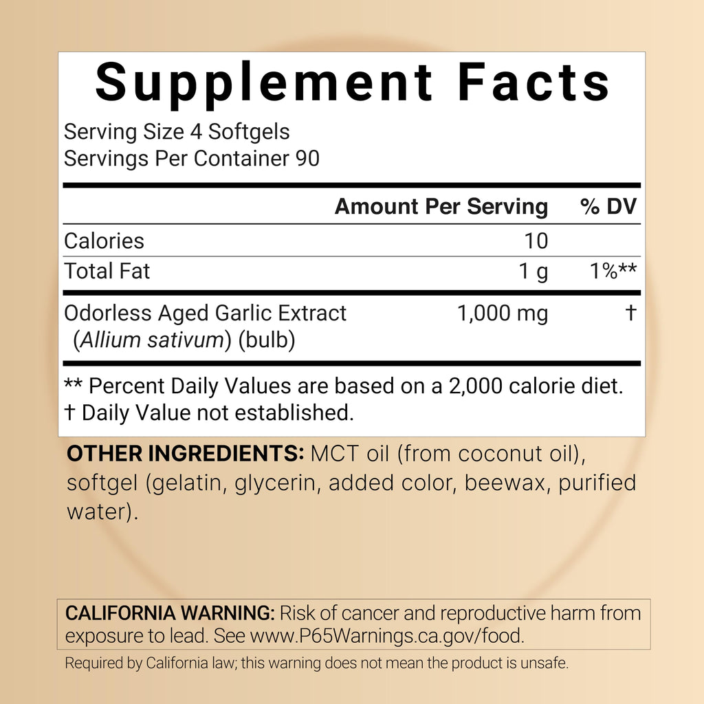 Aged Garlic Extract 1,000mg 360 Odorless Softgels N2922