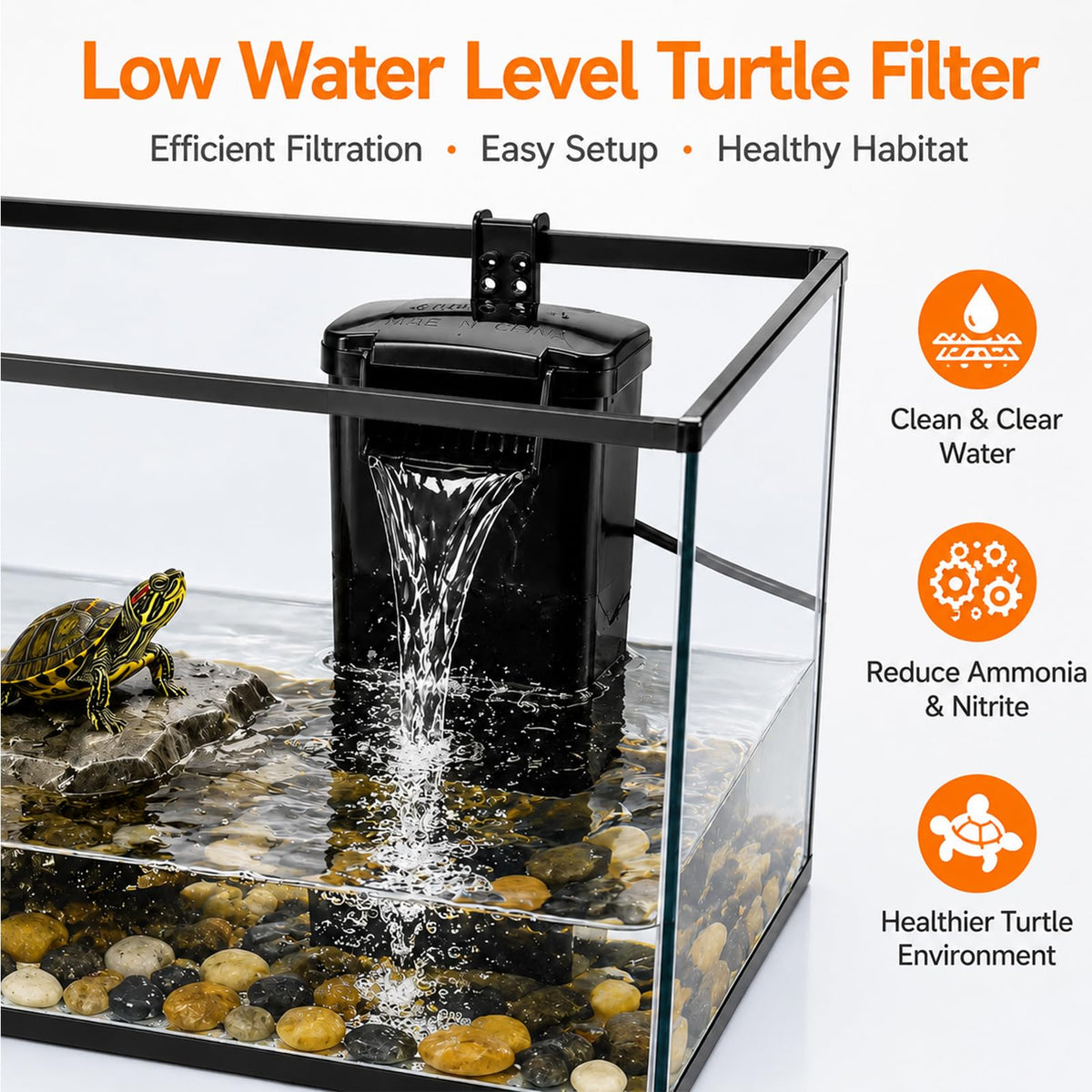Acrylic Aquarium Starter Kit with UVB/UVA Lamp, Filter, Basking Platform & Lid J112102