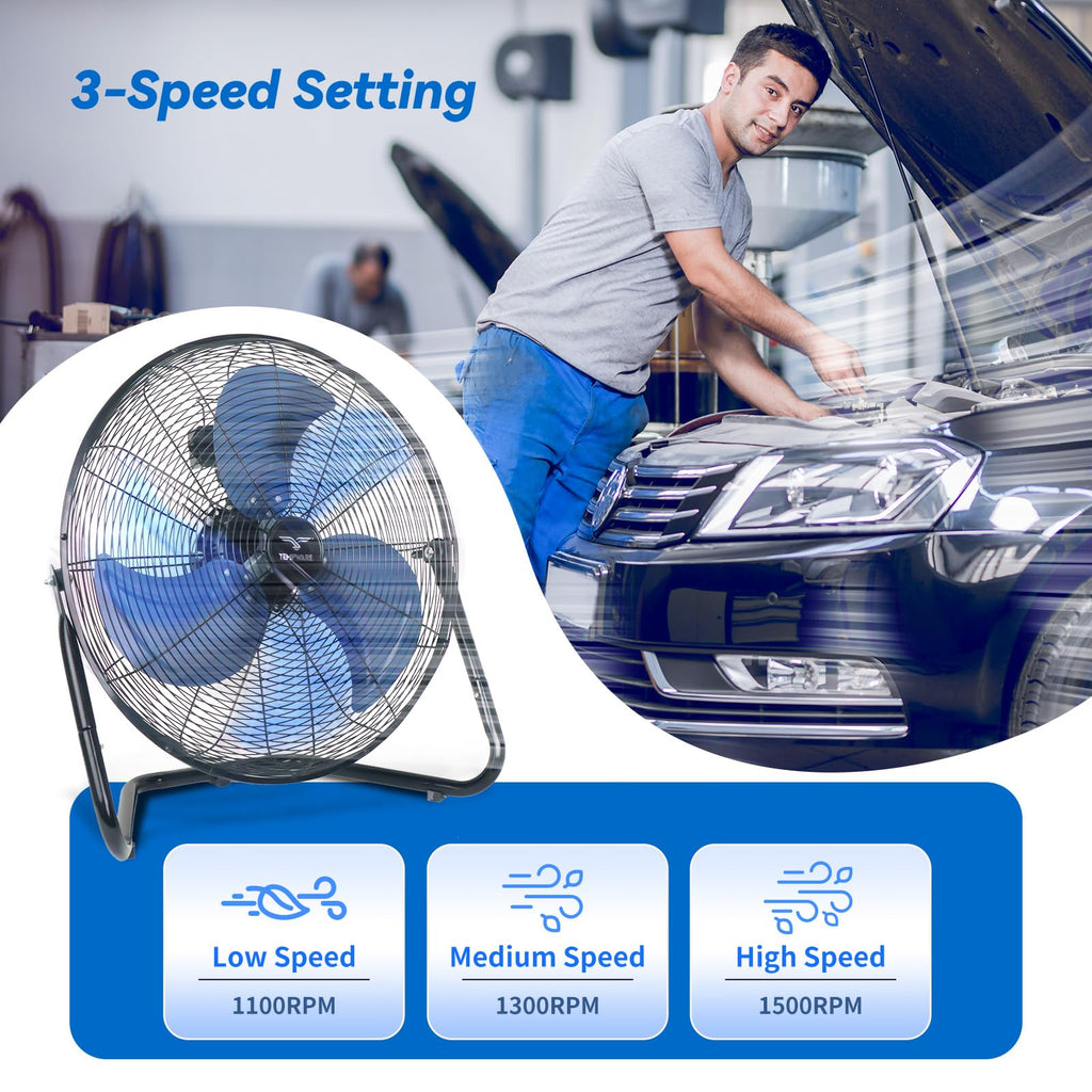 20 Inch High Velocity Floor Fan and 5000W Electric Garage Heater L3014