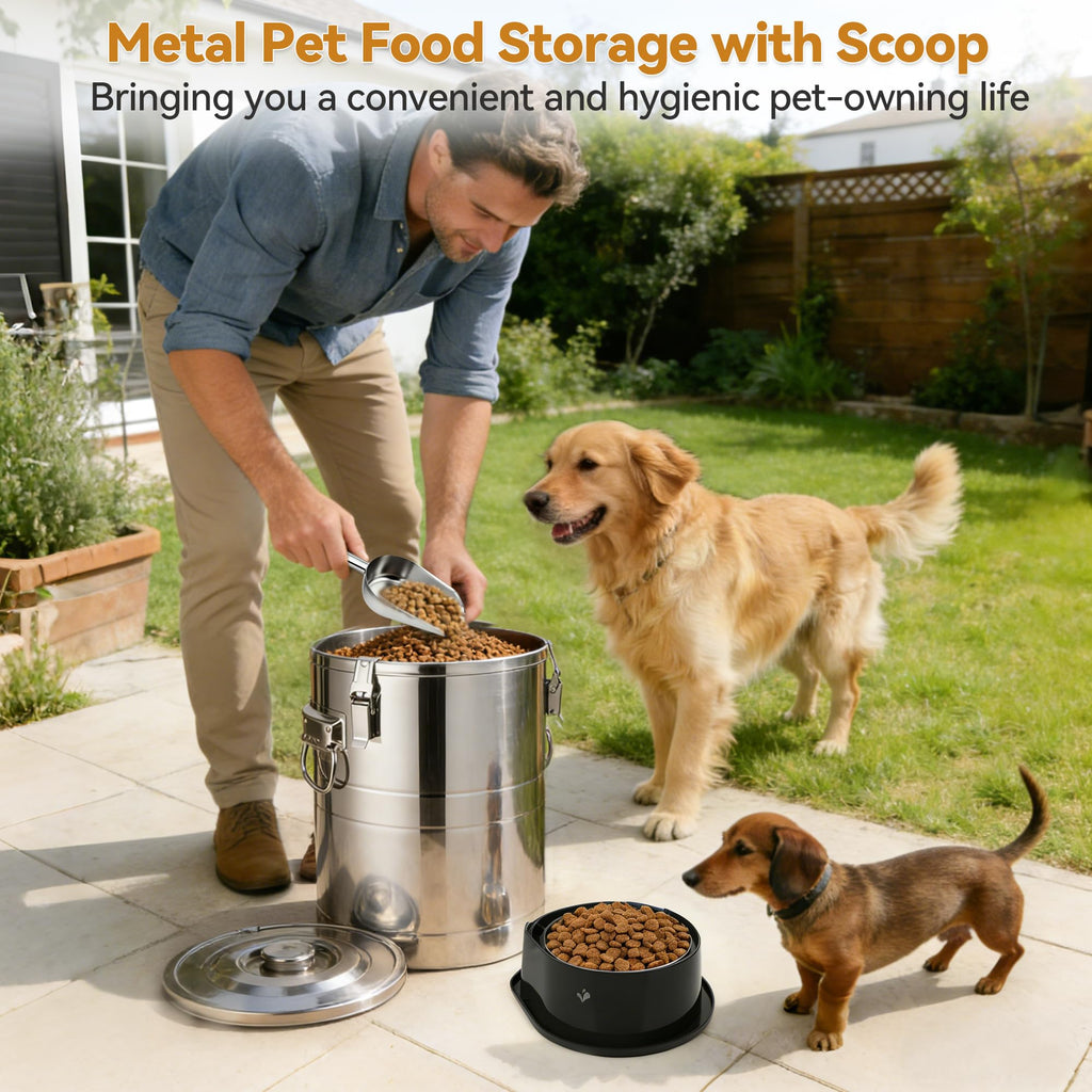 Stainless Steel Dog Food Storage Container with Scoop H11194