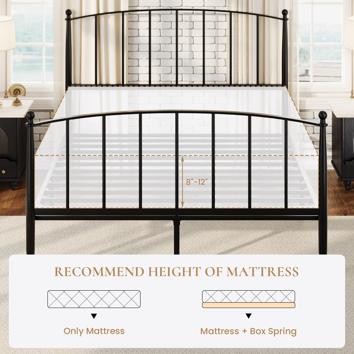 Full Size Black Metal Platform Bed Frame Q842
