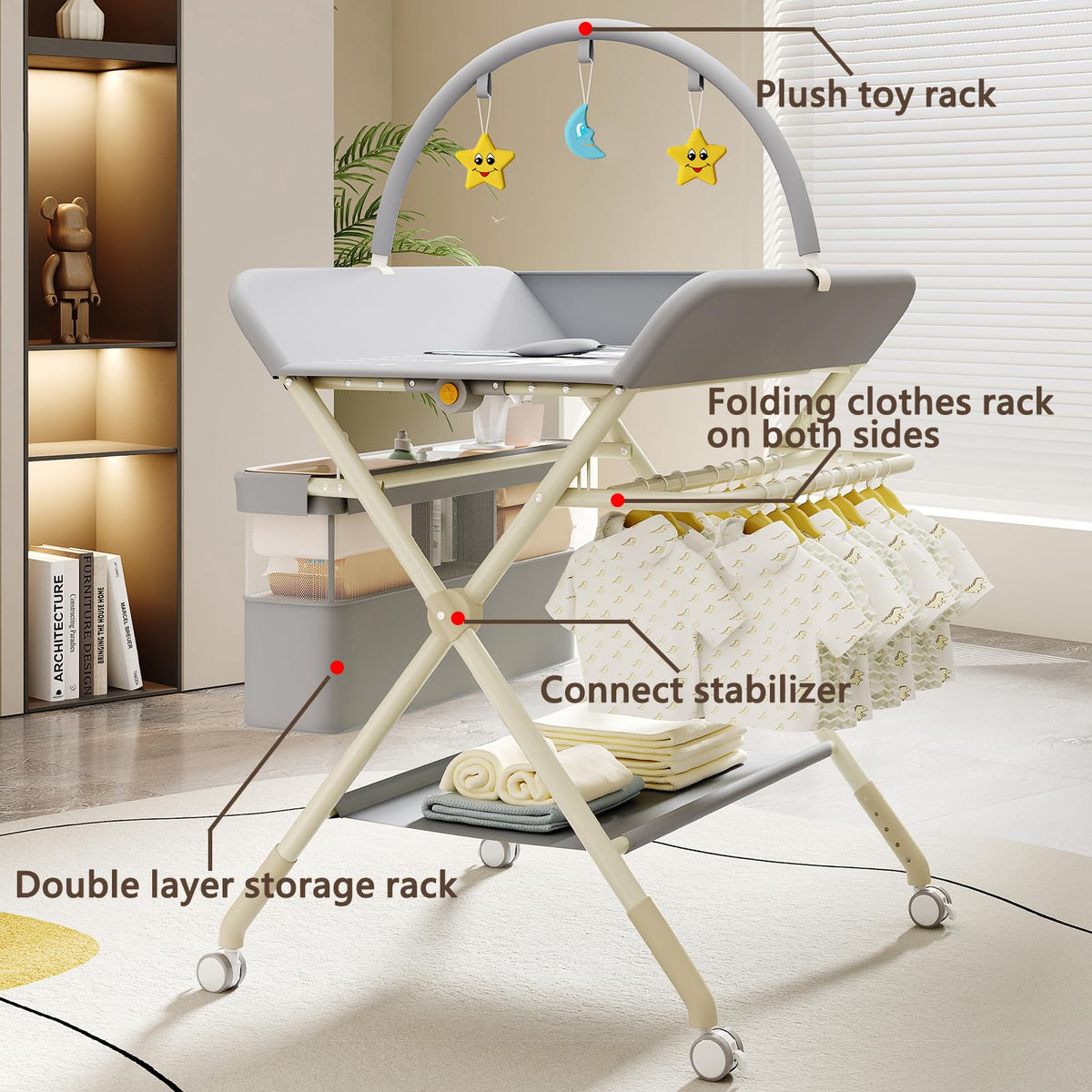 Portable Baby Changing Table with Wheels V4630