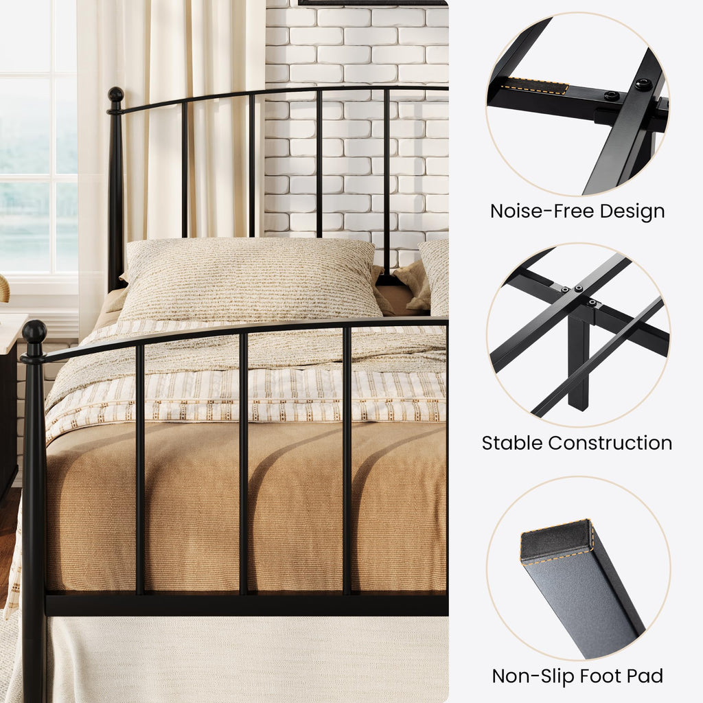 Full Size Black Metal Platform Bed Frame Q842
