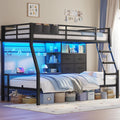Black Twin Over Twin Bunk Bed with Charging Station & LED Lights P83254