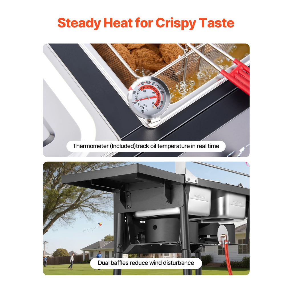 16 Qt Stainless Steel Double Burner Propane Fryer W40147