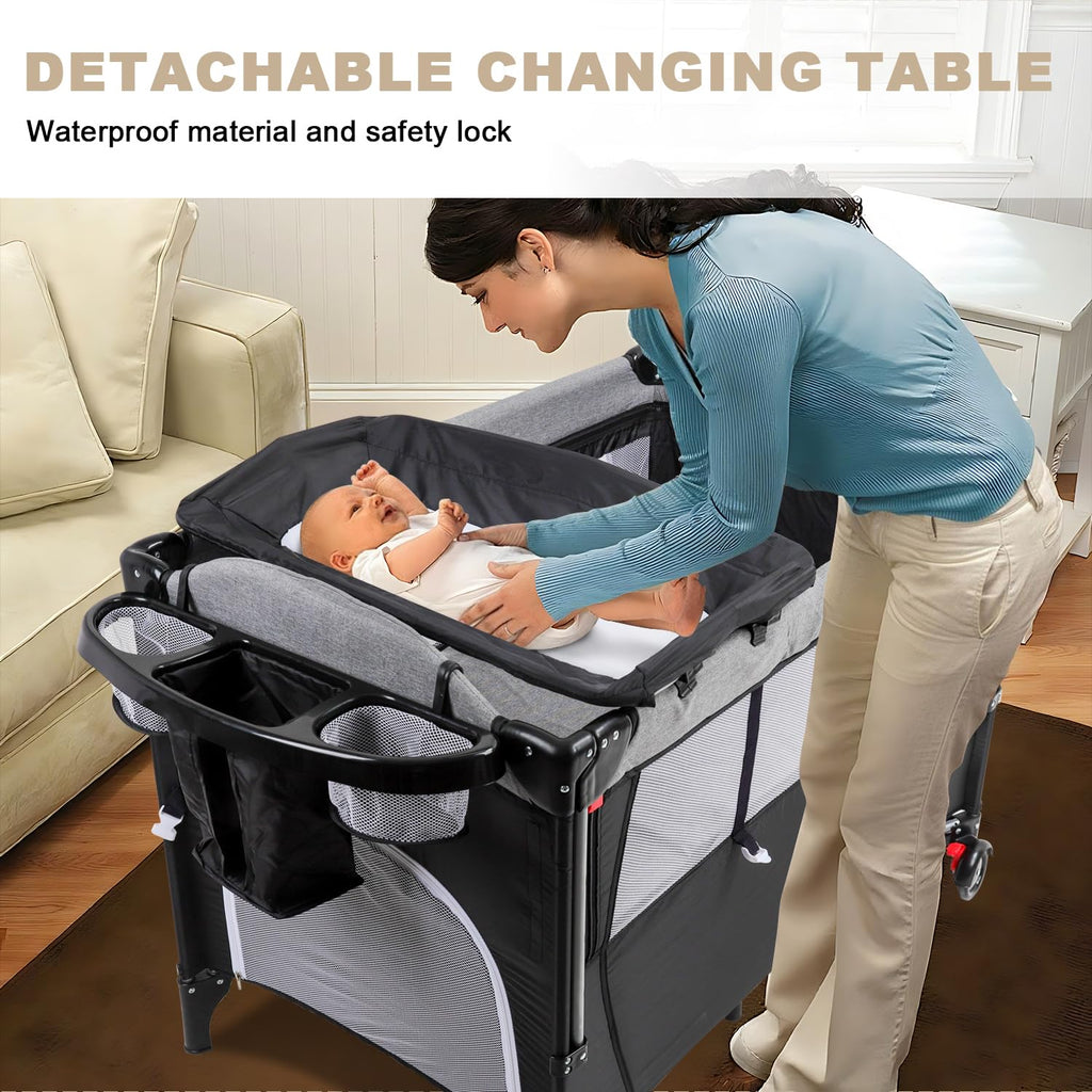 Baby Bedside Crib, Pack and Play, Portable Playard S59512