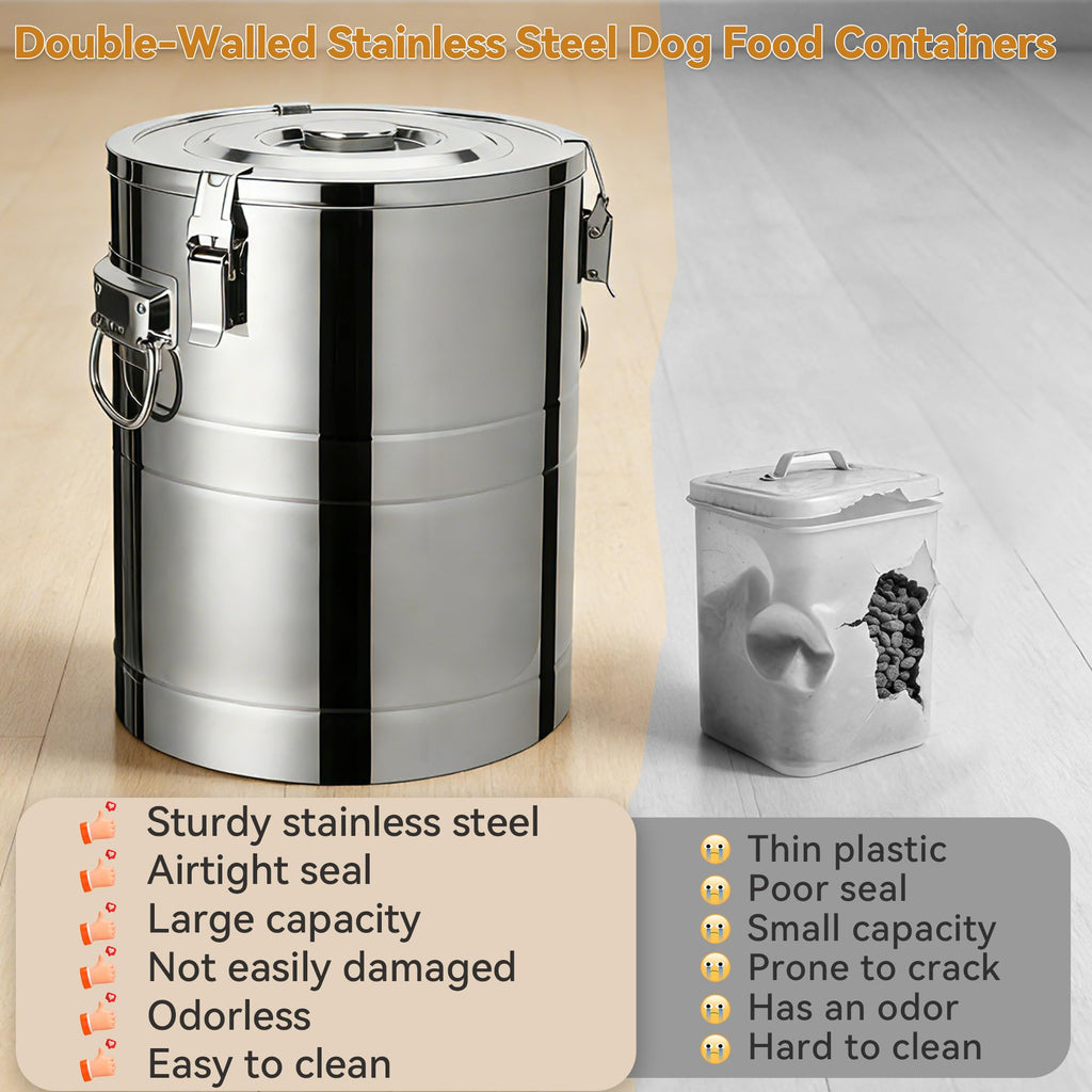 Stainless Steel Dog Food Storage Container with Scoop H11194