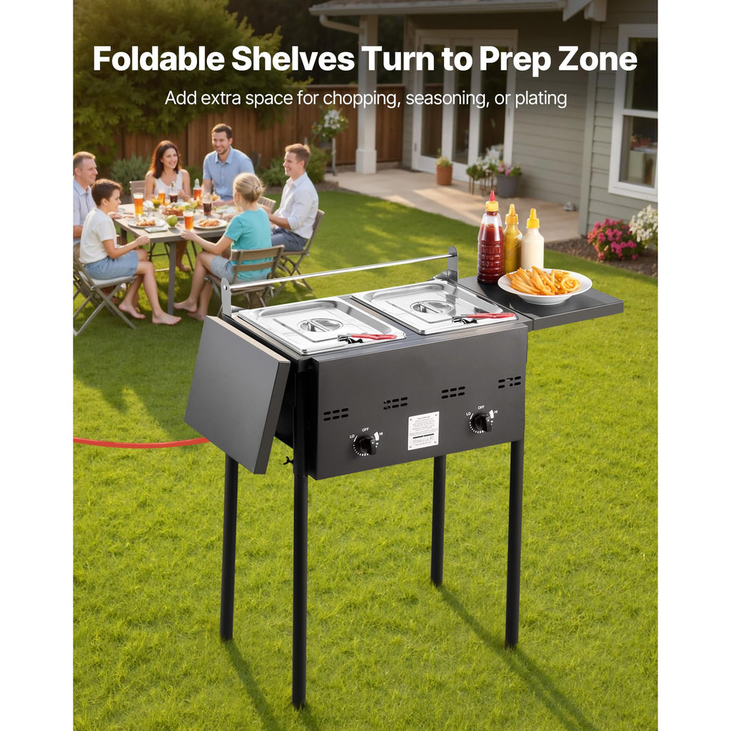 16 Qt Stainless Steel Double Burner Propane Fryer W40147